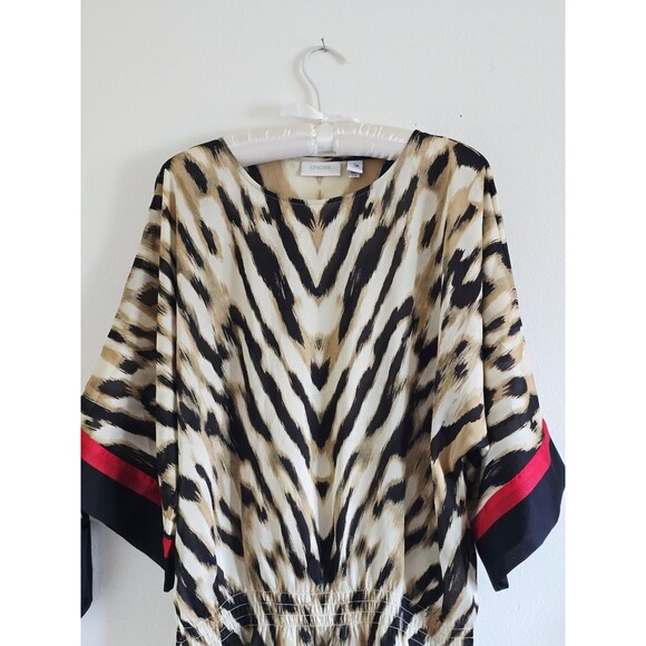Chicos Blouse Size 2 Woman's M L Satin Tiger Print Blouse Fall Chic Mob Wife - Picture 2 of 8